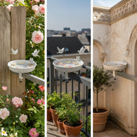 Metal Bird Feeder and Bird Bath Combo 2-in-1 Hardware Sturdy for Balcony