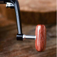 Foldable Fishing Reel Handle with Wooden Knob Interchangeable Reel Handle with Wood Grip Threaded Hardware Collapsible for Fishermen, Anglers