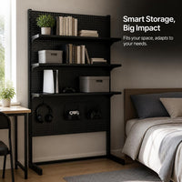 MingTian Perforated Pegboard Standing Shelf Unit for Desk Organization and Display, No-Drill Gaming Setup Storage