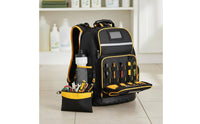 Electrician Tool Organizer Backpack Breathable Padded Back Molded Base Tool Backpack USB Charging Port for Electricians, Technicians