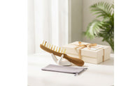 Ergonomic Long-Handled Massage Comb Smooth Sandalwood Comb with Horn Teeth Versatile Scalp Massager Multipurpose
