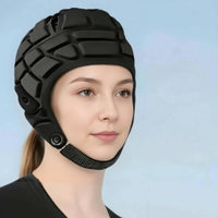 Segmented Soft Shell Helmet Adjustable Fit Padded Head Guard Ear Cutouts uncoveredFace Helmet Chin Strap