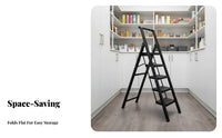 Foldable Design Folding Step Ladder Space-Saving Portable Step Ladder Wide Steps Heavy Duty for Homeowners, DIY Enthusiasts, Seniors, Indoor, Kitchen, Office, Garage