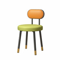 Modern Design Padded Stool with Oval Backrest Sturdy Construction Upholstered Vanity Seat Multi-Purpose Household Furniture Comfortable Cushion for Adults, Homeowners, Teens, Living Room, Bedroom, Makeup Corner, Walk-in Closet