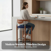 Retro Design Molded Shell Pedestal Stool Sturdy Construction Bar Chair Integrated Footrest Seating Furniture Contoured Seat for Homeowners, Cafe Owners, Adults, Restaurant, Pub, Kitchen, Dining Room