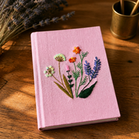Hand-Embroidered Daisy Fabric Hardcover Journal A5/A6
