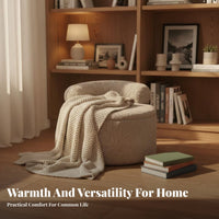 Modern Design Low-Outline Round Back Chair Soft Feel Rounded Low-Back Armchair Fully Padded Indoor Seating Sturdy Frame for Homeowners, Readers, Living Room, Entryway, Bedroom, Reception Area