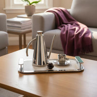 Marble Handle Decorative Tray Multipurpose Stainless Steel Storage Tray Large Capacity Home Decor for Living Room