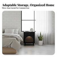 Italian design Single-Drawer End Table with Open Shelf Minimalist Design Nightstand Clean Lines Bedside Cabinet Sturdy Construction for Homeowners, Adults, Students, Guest Room