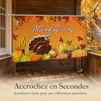 Thanksgiving Pumpkin Turkey Festival Banner Party Decoration Flag