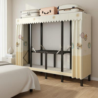 Installation-No-Assembly Foldable Cloth Wardrobe Easy to Assemble Portable Wardrobe Closet Quick Assembly Freestanding Garment Rack with Cover Sturdy and Long-Lasting for Students, Temporary Housing