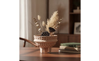 Honeycomb Textured Paper Pulp Vase Artisanal Look Vase with Handles Rustic Vessel Sculptural for Shelf Display