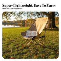 Sturdy Steel Frame Folding Moon Chair Heavy Duty Outdoor Sketching Stool Ergonomic Design Lightweight Folding Chair Breathable Material for Art Students, Backpackers, Outdoors, Library, Fishing, Backyard