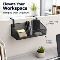 Under Desk Storage Basket, Detachable Metal Wire Hanging Storage for Students & Home Office, Desk Organisation Solutions, Matte Finish Small Size