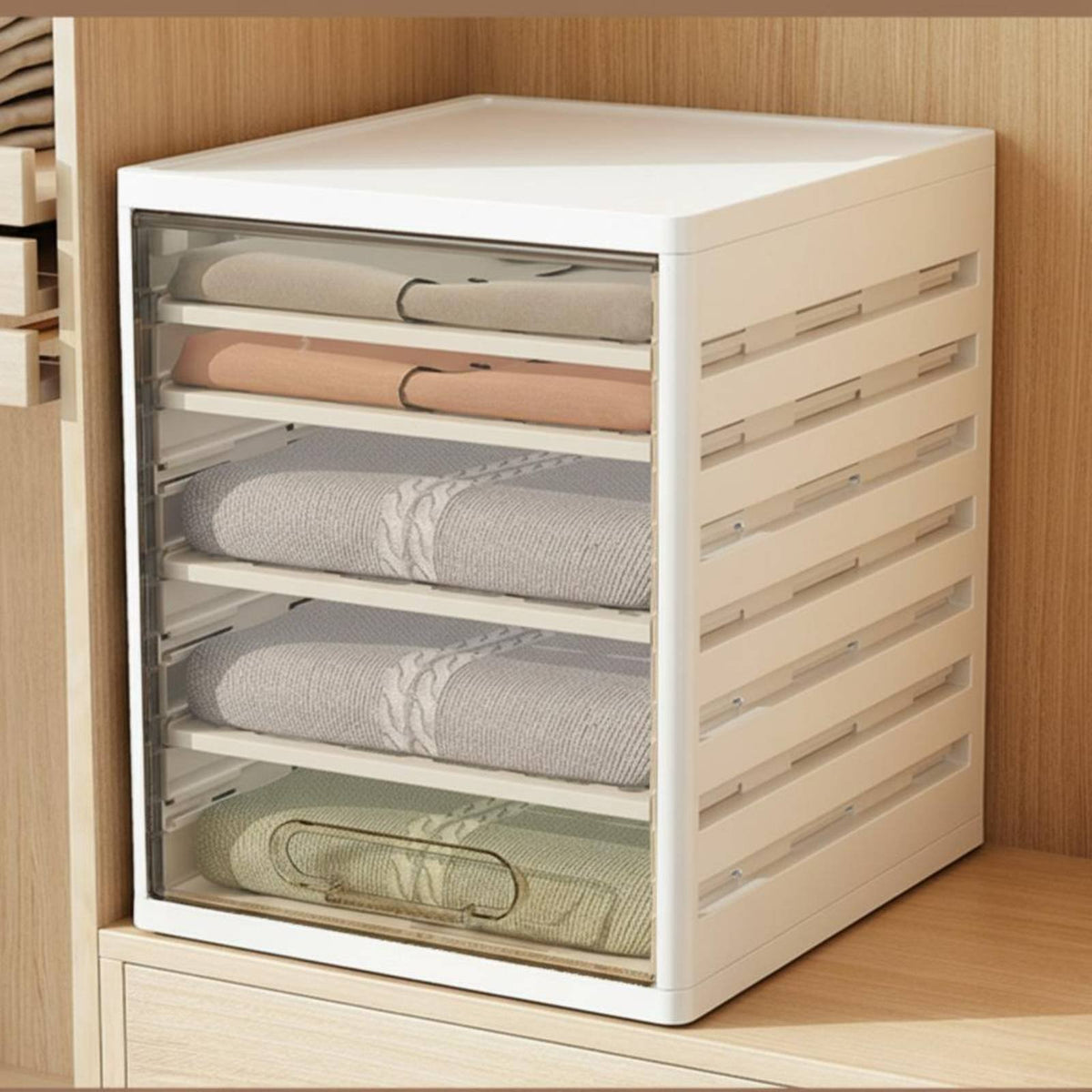 pull-extendable Design Stackable Drawer Box Large Capacity Stackable Drawer Unit Multi-Functional Closet Organizer Compartmentalized for Students, Homeowners, Parents, Wardrobe, Bedroom, Dorm Room, Office