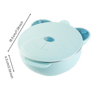 Toddler Divided Plate with Suction Base Insulated Stainless Steel Baby Bowl Water-Fillable Warming Feeding Set for Toddlers, Babies