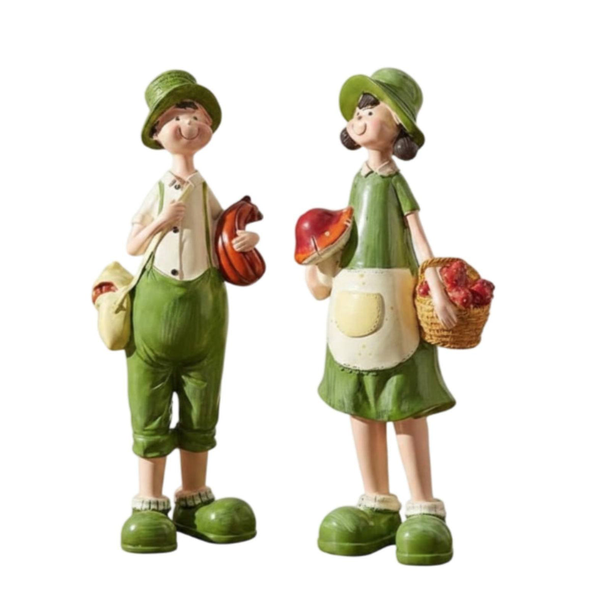 Cute Couple Figurines Romantic Rural Style Couple Statue Hand-Painted Display Area Decoration for Bedroom