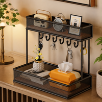 Narrow Hallway Shelf Shoe Rack, Key Rack Wardrobe for Entrance Area, Modern Minimalist Sideboard with Wooden Shelf, Metal Frame