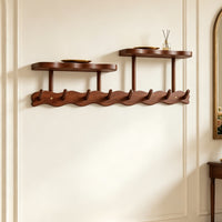 Wall-Mounted Coat Rack with Rustic Wooden Wall Rack with Hooks Easy to Install Entryway Organizer Shelf for Hallway