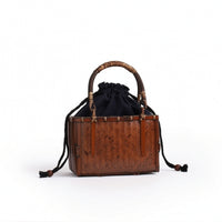 Bamboo Carry Box Artisanal Woven Handbag with Handle Handmade Bamboo Tote for Gift Presentation