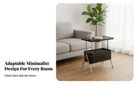 Modern Minimalist design C-Shaped End Table Space-Saving Design Nightstand Multi-Functional Household Furniture 2-Tier Storage for Apartment Dwellers, Remote Workers, Living Room, Next to Couch, Small Spaces, Home Office