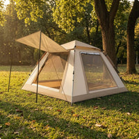 Quick-Open Square Camping Tent Mesh Side Openings Freestanding Tent 210D Oxford Material Instant Gazebo Wind Ropes