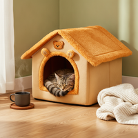 Pet House Bed for Cats and Small Dogs, Winter Warm Removable Washable Enclosed Pet Cave