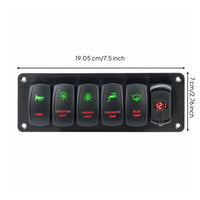 5-Gang Rocker Switch Panel 12V-24V 5 Gang Switch Panel LED for Boats