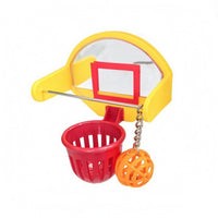 PVC Bird Enclosure Basketball Toy Perforated Ball Bird Basketball Toy Metal Support Bar Pet Accessory Mirrored