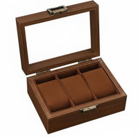 Watch and Jewelry Storage Box Multi-Compartment Design Wooden Jewelry Box Glass Top Watch Display Case Dustproof for Men