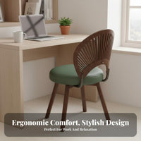 Retro Design Upholstered Bentwood Rolling Chair Ergonomic Design Rolling Bentwood Task Chair Easy Assembly pivot Seat for Home Workers, Students, Professionals, Study Room, Bedroom, Dormitory