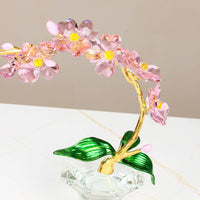 Crystal Flower Ornament Gold-Toned Crystal Flower Faceted Floral Ornament for Living Room