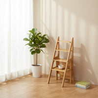 Folding Step Stool Chair Convertible-in-1 Design Convertible Ladder Chair Foldable Transforming Step Ladder Stool for Kitchen, Stockroom