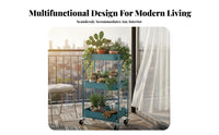 With Wheels 3-Tier Rolling Shelf Multi-Purpose Plant Stand 360° Swivel Casters Mobile Storage Solution Easy Assembly for Apartment Dwellers, Business Owners, Balcony, Indoors, Garden, Living Room