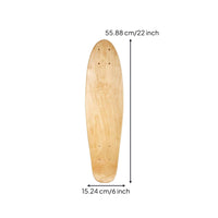 Natural Wood Finish aquaticShaped Skateboard Deck Pre-Drilled Holes 22-Inch Skateboard Deck