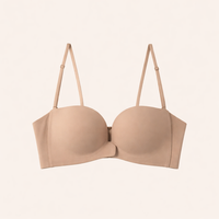 Strapless Push Up Bra for Women with Front Hook Closure and No Shoulder Straps, Invisible Backless for Tops and Dresses