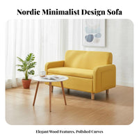 Nordic Design space-saving Loveseat Minimalist design Sofa Breathable Fabric Small Couch Easy to Clean for Apartment Dwellers, Students, Young Adults, Living Room, Bedroom