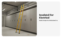 Insulated Electrician Ladder Lightweight Fiberglass Single Ladder Anti-Slip Feet for Electricians, Maintenance Workers, Construction Sites, Workshops