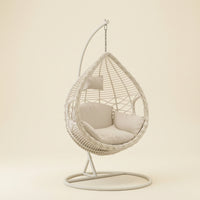 Hanging Lounge Chair with Stand Teardrop-Shaped Egg Chair with Stand Freestanding Furniture for Balcony, Sunroom, Reading Corner