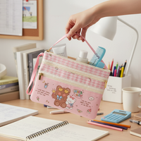Cute Double-Layer Pencil Case with Handle, Waterproof Storage Pouch for Students, Keys, and Cards