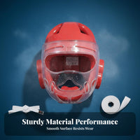 Taekwondo Helmet with Face Visor Impact Resistant Full Face Fighting Arts Headgear Shock Absorbent Taekwondo Sparring Headgear for Adults, Competition