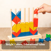 72 Pieces Rainbow Pattern Block Set Stimulates Creativity Rainbow Assembling Toy Wooden Building Blocks Boosts Creativity