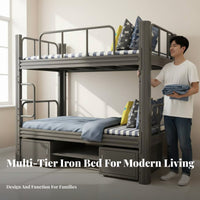 Adjustable Height Bunk Bed Space Saving Metal Bunk Bed Stable and Secure Bedroom Furniture for Students, Teenagers, Dormitory, Dorm Room, Apartment