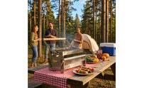 Portable Flip Barbecue Grill Wooden Handle Camping Cooker Easy to Clean Outdoor Cooking Gear for Picnic
