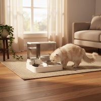 Automatic Pet Feeder and Waterer No Electricity Required Pet Food and Water Dispenser Easy to Hygienic Feline Food Dispenser for Cats, Vacation
