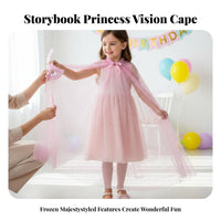 Ice Crystal Print Transparent Mantle Floor-Length Train Princess Cape Glittering Design Lightweight for Children, Themed Parties