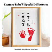 Handprint and Footprint Frame Kit Commemorative Gift Infant Handprint Footprint Frame Wall Hanging for Newborns, New Parents, 100-Day Celebration