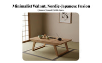 full wood Construction Japanese design Tea Table Space-Saving foldable Floor Table Multi-Purpose Household Furniture adaptable for Apartment Dwellers, Homeowners, Minimalists, Bay opening, Balcony, floor mat room Room, Small Spaces