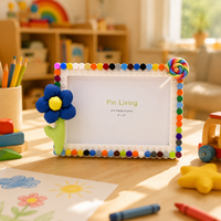 DIY Picture Frame Kit, Personalised Photo Frame Craft for Kids, 7 inch Desktop Photo Frame, White with Multicolored Accents