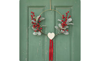 Wreath with Heart Ornament Decorative Wreath with Hanging Loop Low Maintenance Decor for Door